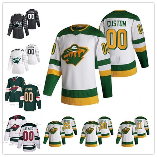 

2021 minnesota wild reverse retro hockey jersey zach parise ryan suter mikael granlund cam talbot marcus johansson nick bjugstad zucker, Black;red