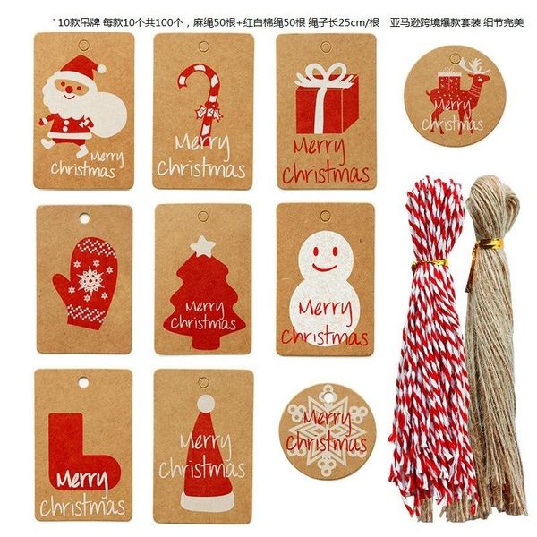 

100pcs bag retro snowman elk candy bar handcraft kraft paper christmas gift tag x mas tree er decoration for home bbylif xmhyard