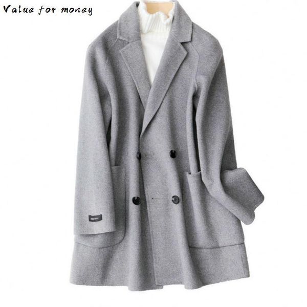 

autumn spring jacket women clothes 2020 100% wool coat women korean elegant woolen coats female jacket outerwear zt2244, Black