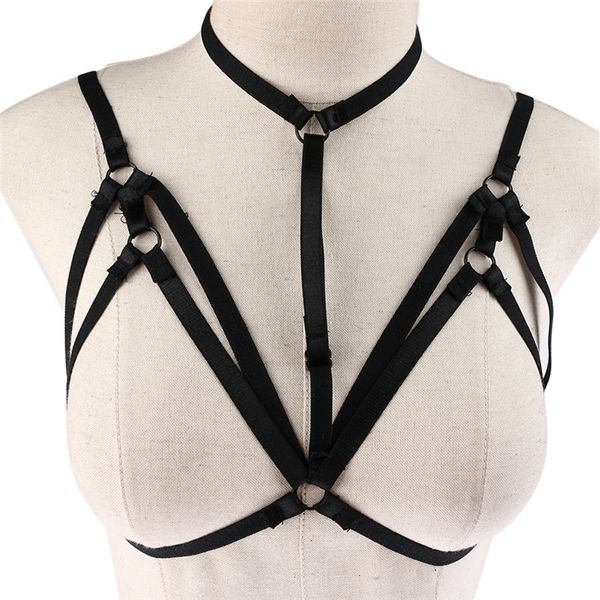 

summer women harness caged plunge low cut bra exotic cosplay bondage gothic lingerie bralette for prom es, Black;white