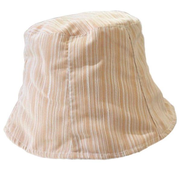 

wide brim hats summer bell-shaped bucket hat vertical stripes short fisherman cap 28gd, Blue;gray