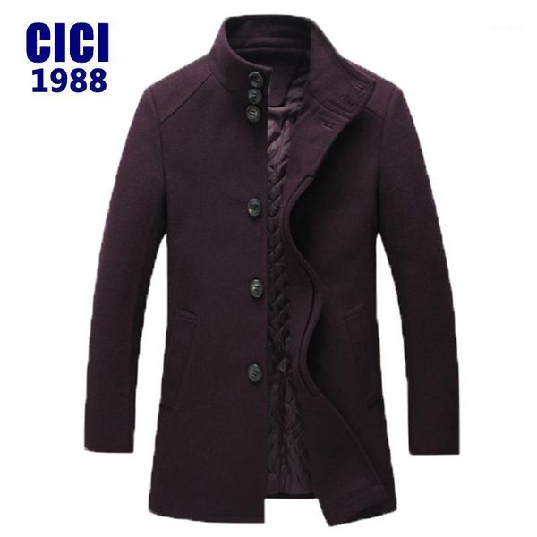 

men's trench coats the business casual woolen coat and long sections slim solid color fashion 2001, Tan;black