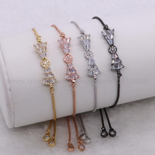 

charm bracelets mix color bow tie bracelet pave rhinestone adjustable party dress up bangle metal gems jewelry fashion 2028, Golden;silver