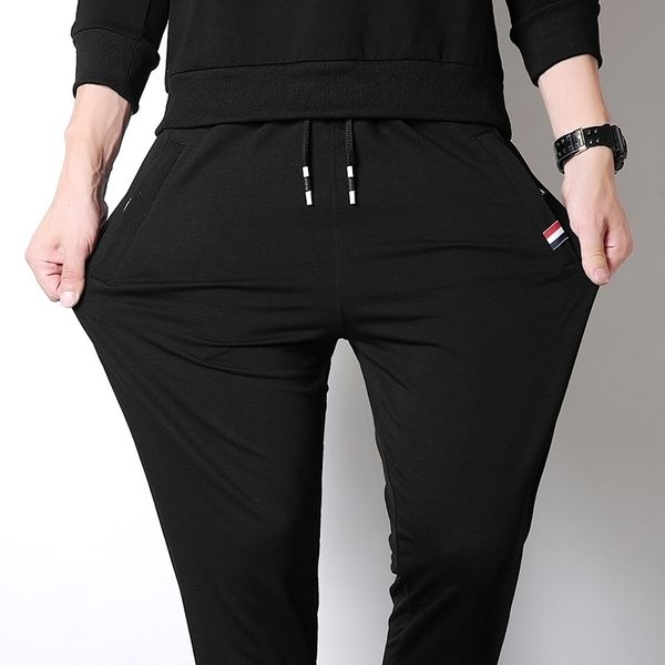 

men's 2021 new cotton spring sweatpants jogger with elastic waistline waistband quality manly pants homme 619 i6m3, Black