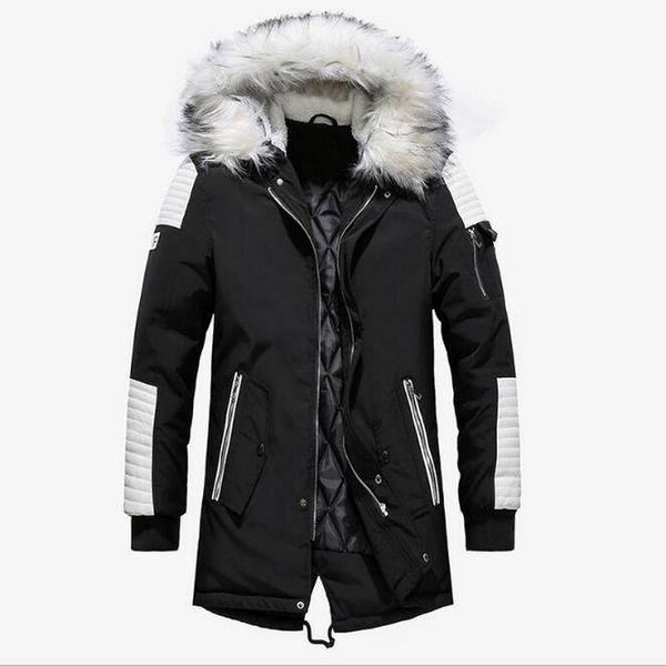 

men's down & parkas parka mens fashion brand men wram casual coat winter hooded jackets, Black