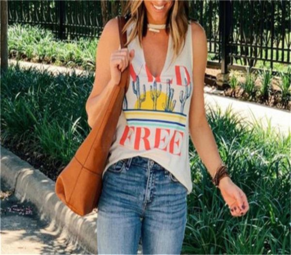 

women vest 2020 summer fashion hollow out sleeveless tank letter print casual v-neck vest women clothing cotton, White
