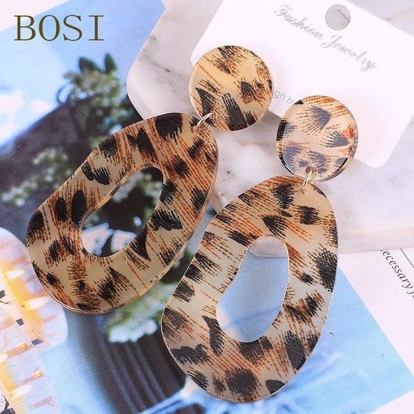 

dangle & chandelier fashion acrylic earrings for women jewelry bohemian geometric leopard long earing pendant luxury acetate satement, Silver