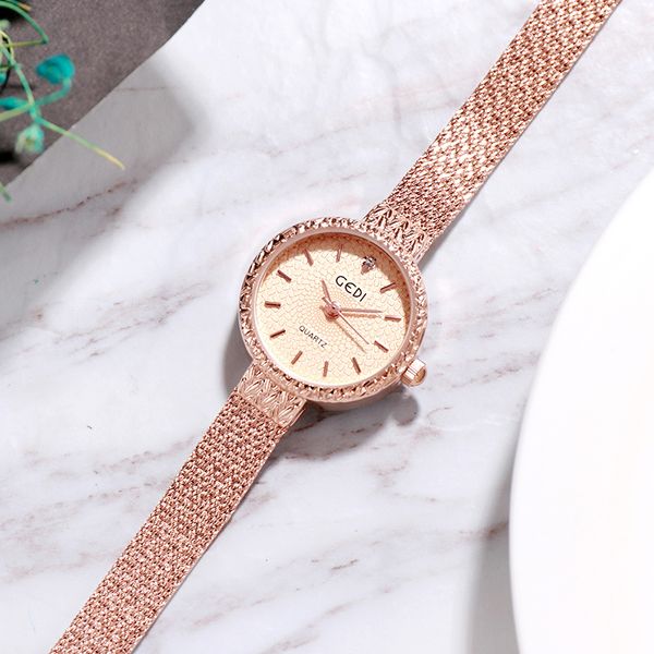 

gedi brand luxury rose gold bracelet watches women ladies fashion shining crystal dress quartz wristwatch rhinestone watch 201118, Slivery;brown