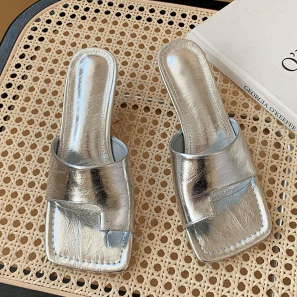 

slippers quality high square head clip toe flip flops slip on women fashion low heel ladies outdoor elegant leisure shoe1, Black