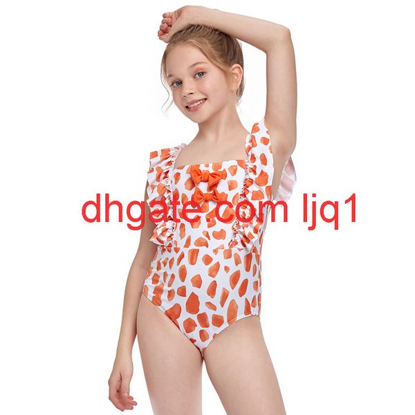 

2021 new one piece girl's swimsuit with frills new children's swimsuit, White;black