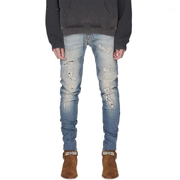 

mens ripped jeans for men casual black blue skinny slim fit denim pants biker hip hop jeans with holel denim pants1