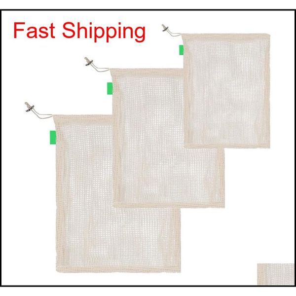 

reusable organic cotton mesh produce bags washable bags for grocery shopping storage fruit vegetable toys sundrie qylmkc lipper