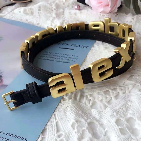 

2020 women letter belt wild joker decorate metal letters girdle black belt designer pu luxury a2 t200327, Black;brown