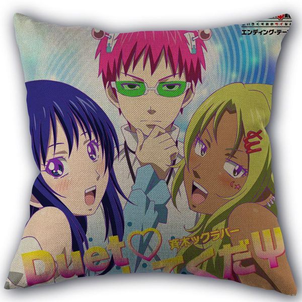 

pillow case saiki kusuo no sainan pillowcase linen cotton fabric pillowcases wedding cover home decorative size 45x45cm one side