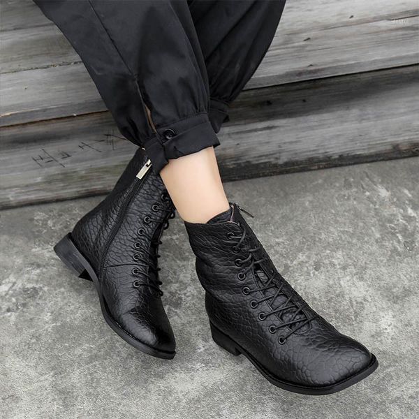 

boots autumn winter women's fashion leather genuine mid high-boots1, Black