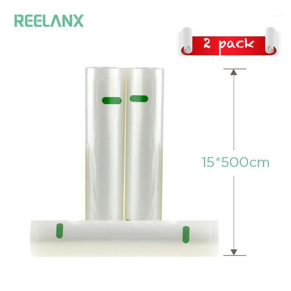 

vacuum food sealing machine reelanx bags for packer 2 rolls / 1 slot 15*500cm storage bag sealer fresh packing packaging1