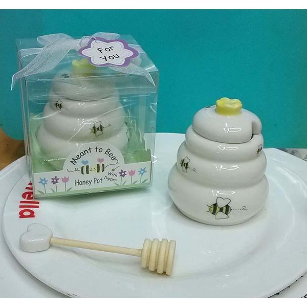 

100pcs "meant to bee" ceramic honey pot wedding gift porcelain honey jar wedding gifts and favo wmtiny new_dhbest