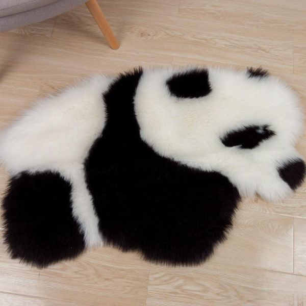 

carpets panda printed rug lovely child carpet cowhide faux skin leather nonslip antiskid mat 60x90cm animal print