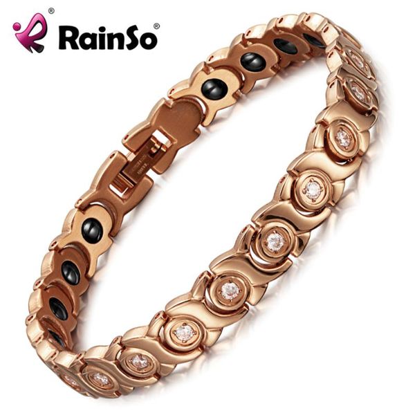 

charm bracelets rainso hematite & bangles healthy jewelry for women 2021 magnetic stainless steel zircon fashion, Golden;silver
