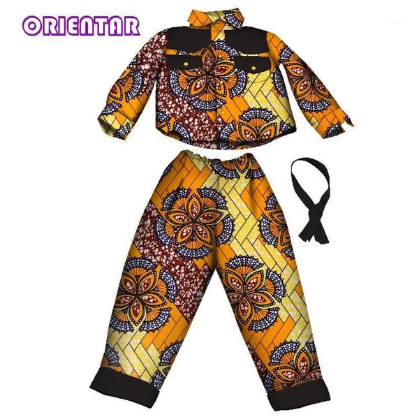 

2 pieces sets boy kids african print suit and pants african children long sleeve shirt pants set bazin riche clothes wyt1951, Red
