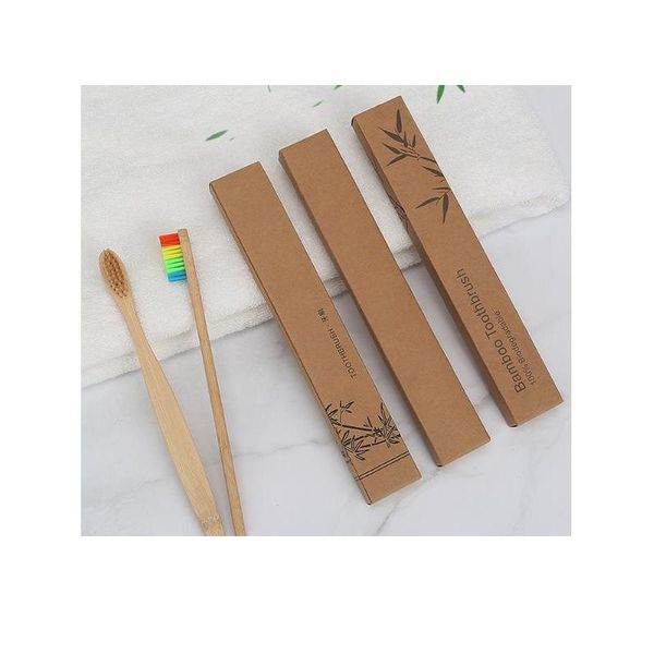 

2pcs natural bamboo handle toothbrush rainbow colorful whitening soft bristles bamboo toothbrush eco-friendly o jllfzf