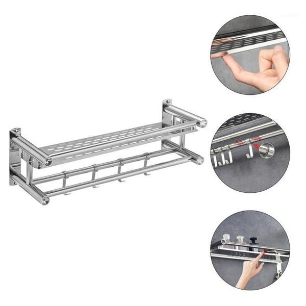 

1 pc drilling storage rack stainless steel toilet bathroom storage holder (silver)1