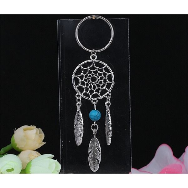 

vintage silver dream catcher turquoise&opal charms handbag 50pcs keychain key chain jewelry for keys car key rings gift, Slivery;golden