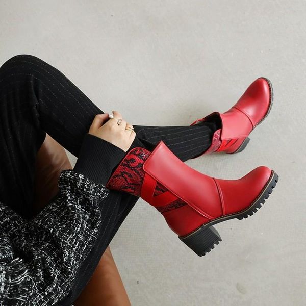 

snake mixed colors red women ankle boots black high heels platform ladies shoes drop
