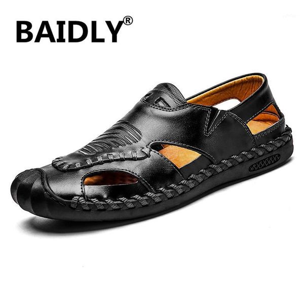 

men sandals genuine leather outdoor casual man shoes beach slippers breathable comfortable men summer sandals footwear1, Black