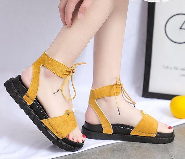 

women platform gladiator casual sandals 2021 ladies lace-up flat summer shoes woman comfortable ears open toe beach shoes1, Black