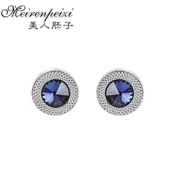 

роскошные запонки для мужских женщин blue zircon конусная манжета ссылки crystal fashion brand cutton кнопка высокого качества свадьба cu wm, Silver