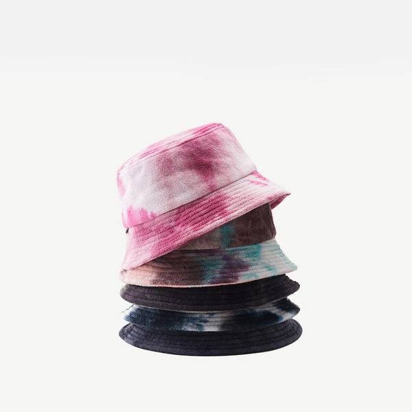 

faux fur winter bucket hat for women korean thickened warm hat fashion street tie-dye panama outdoor hiking velvet fisherman, Blue;gray