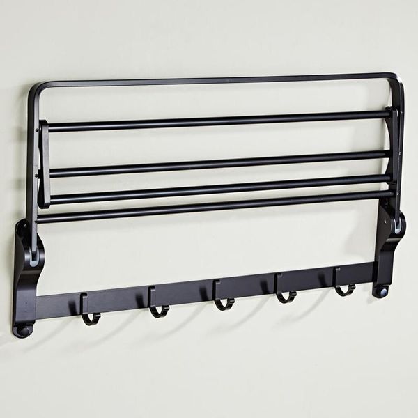 

selling l wall mounted bathroom towel holder foldable towel rack55cm black towel rack with 5 hooks wmttzu