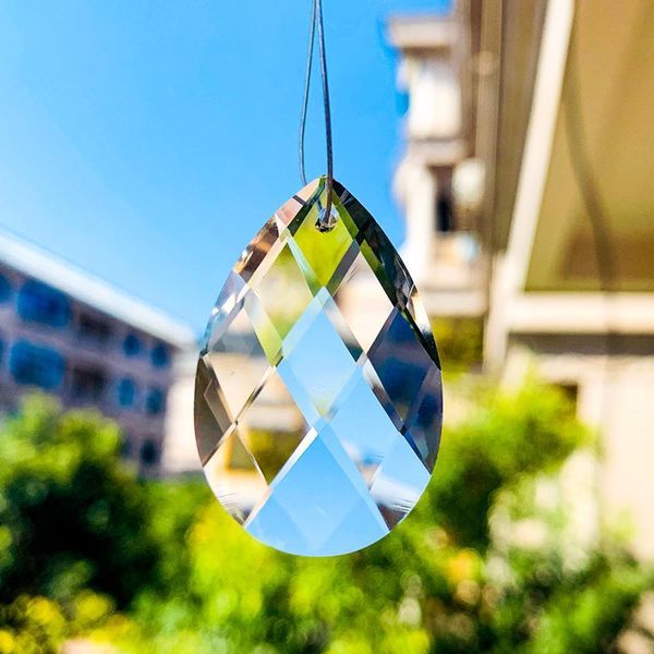 

2 5pcs acrylic teardrop 38mm garland hanging crystal prism diy pendant chandelier jewelry suncatcher spacer faceted centerpiece h jllxno