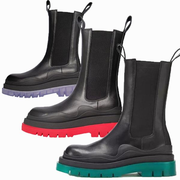 

2021 new man bottega-boots fashion luxury mid-calf booties tire boots man platform chunky boot lady boot luxury designer women boots, Black