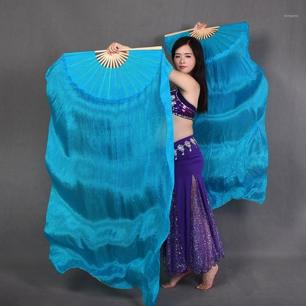 

belly dance veils fan pure color stage dance accessories 100% silk veils women 2 pieces per pair 6 colors length 180cm1, Black;red