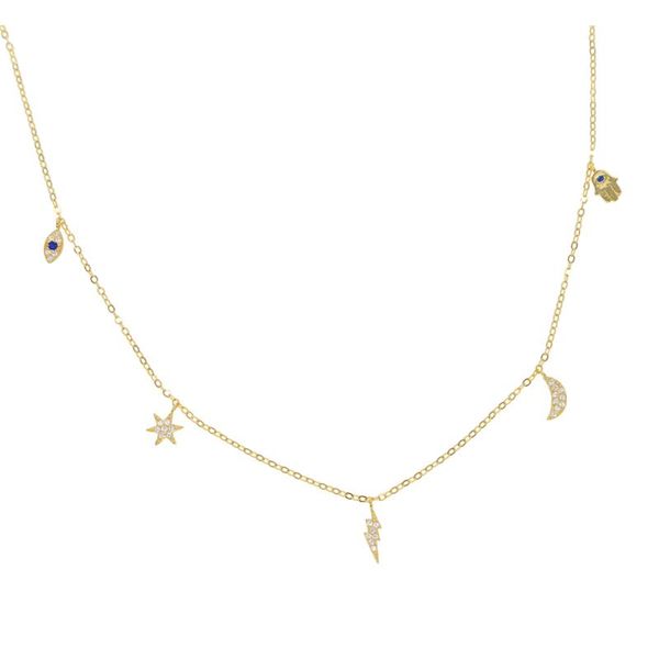

chains minimal delicate cute lucky charms vermeil 925 sterling silver fashion collar choker necklace