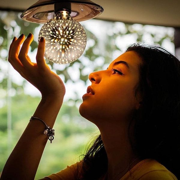 

3d firework bulb decorative bulb colorful multi-reflection silver plated glass bulb meteor shower lamp smart light