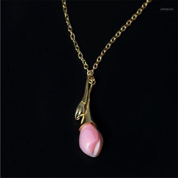 

2020 gold flower pendant female pendant necklace for women simple female short chain necklace magnolia flower1, Silver