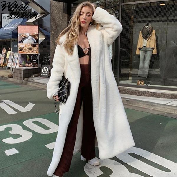 

faux fur long coat with belt women fall winter fashion thick warm jacket loose oversize outfit streetwear kpop ropa de mujer, Black