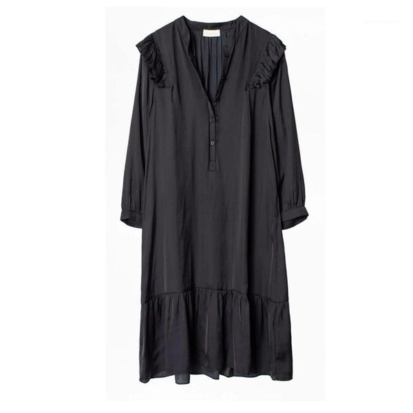 

women dress new spring / summer 2020 solid color ruffled mini dress1, Black;gray