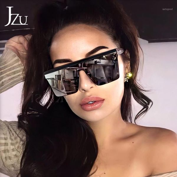 

sunglasses jzu oversized women fashion mirror vintage sun glasses big frame windproof shades men flat driving goggles uv4001, White;black