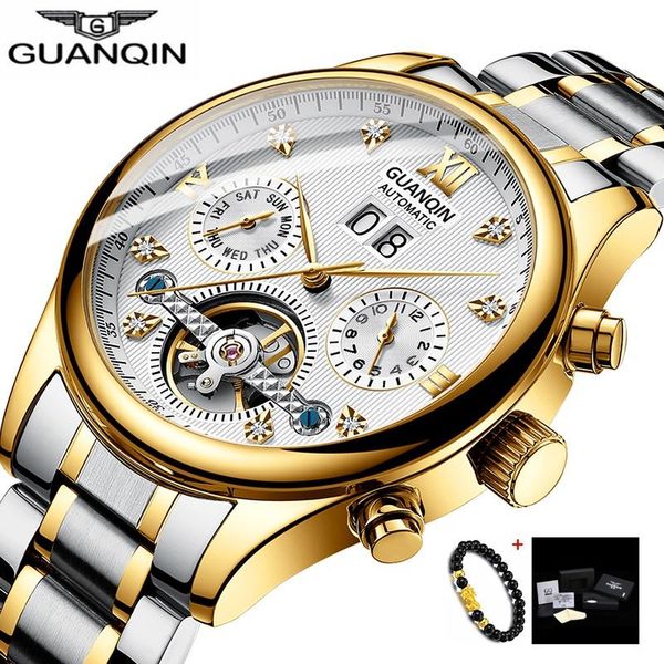 

wristwatches guanqin horloge heren automatic self wind watch men mechanical watches mens wrist 2021, Slivery;brown