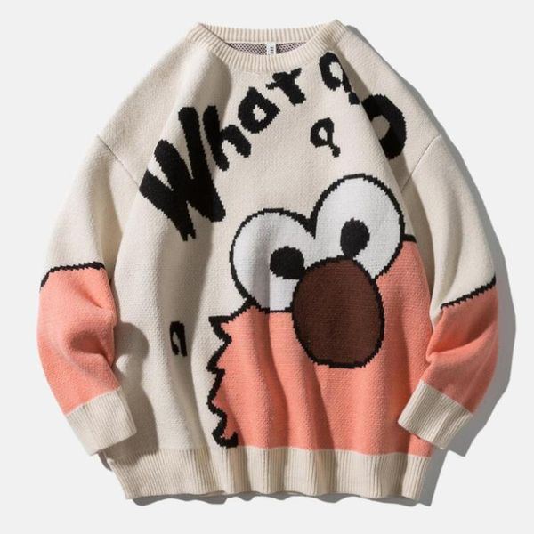 

funny cartoon pullover men knitwear sweater autumn harajuku casual sweater 2020 hip hop streetwear cotton men w1433, White;black
