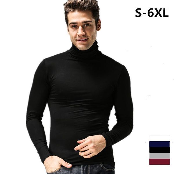 

mens fashion spring long sleeve t-shirt casual shirt turtleneck collar slim fit t shirt, plus size men's tees s-6xl black white1, White;black