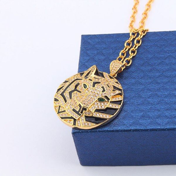 

2020 fashion jewelry womens necklace full diamond pandora necklace tiger gold chains tiger head necklace jewelry mens pendant wholesale, Silver