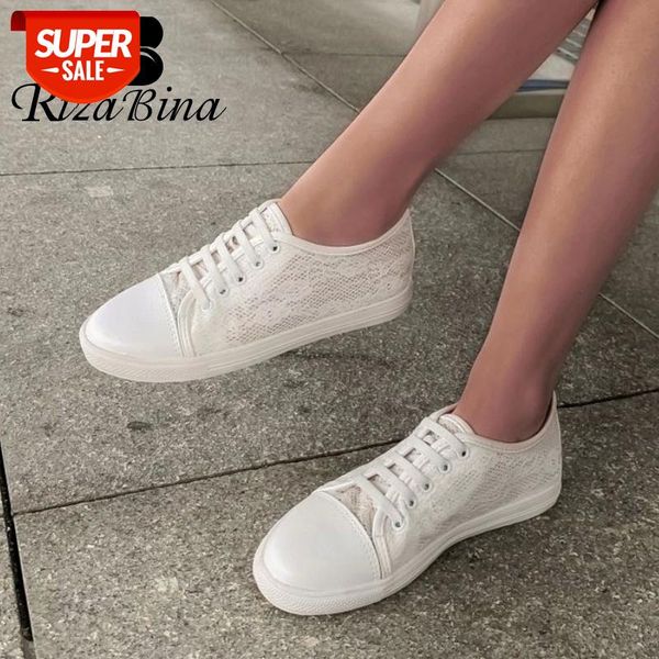 

rizabina 2020 new women flats shoes fashion cross strap sneaker casual daily shoes women lace street lady footwear size 29-43 #lf5s
