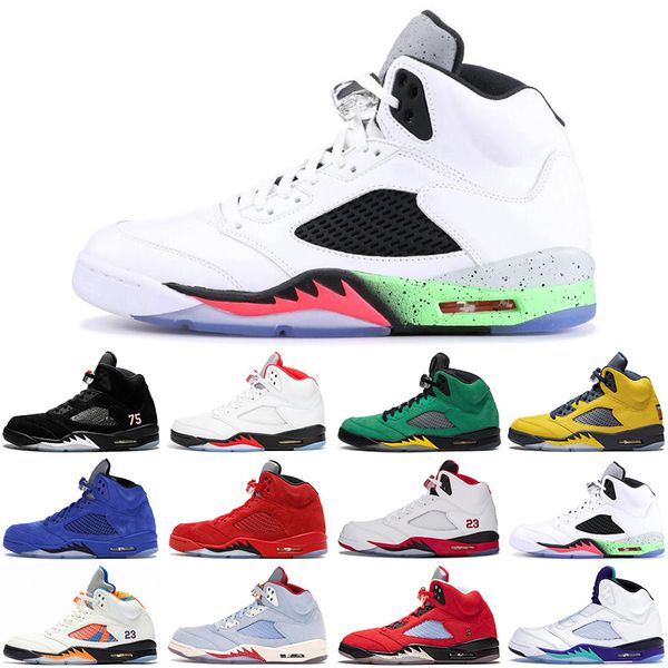

hipping jumpman 5 5s men basketball shoes fire red suede black pro star white cement mens trainers sports sneakers size 7-13