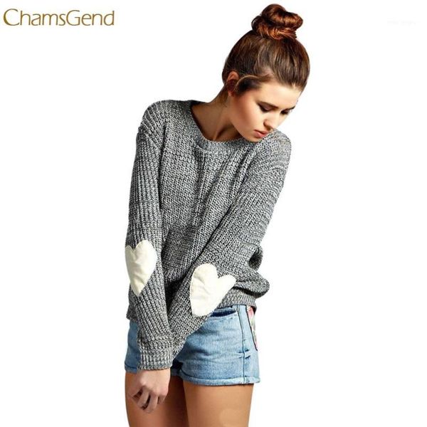 

chamsgend women 2018 winter warm sweater knitting hearted sleeve loose knit sweater knitwear drop shipping gifts1, White;black