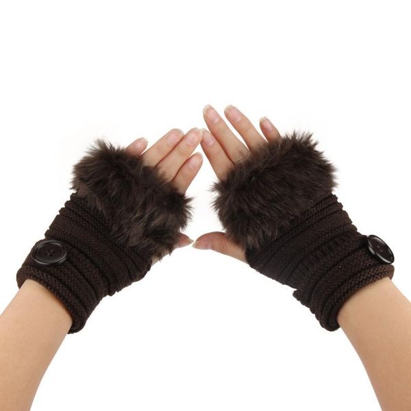 

women warm winter faux fur wrist fingerless gloves mittens faux fur hand wrist warmer fingerless gloves sale, Blue;gray
